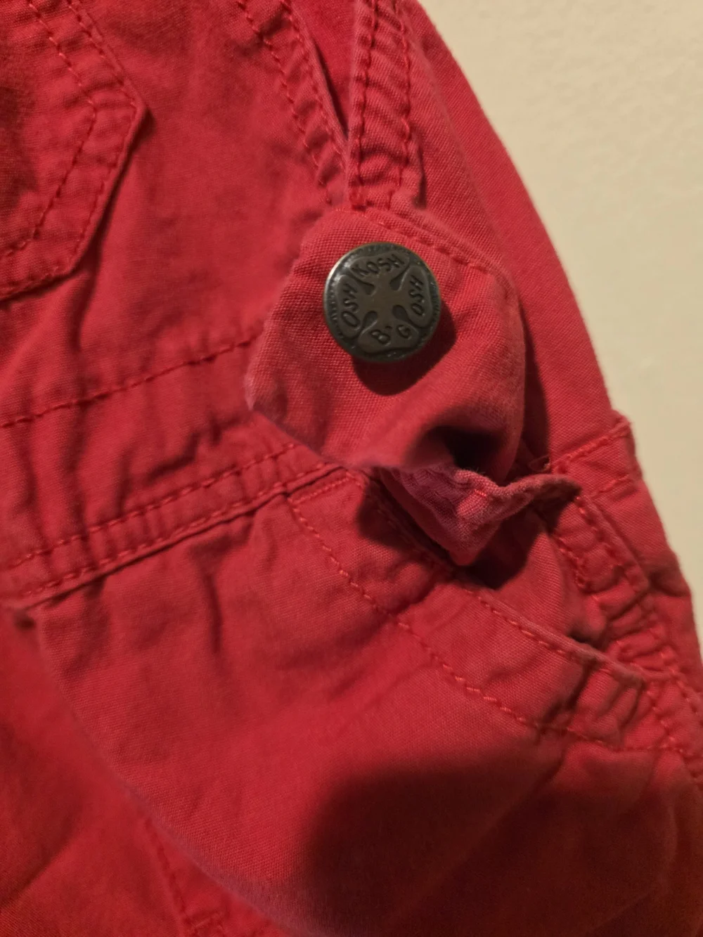 OshKosh B'gosh Red Kids Overalls with Navy Stripe Straps Size 4